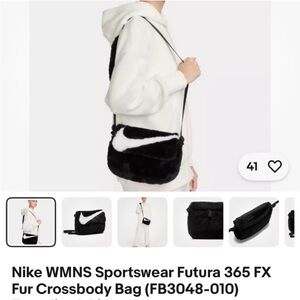 Nike Women's Black Fur Crossbody Bag